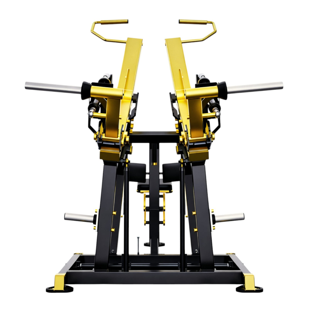 DHZ TITAN Mechanix Y920ZA Pull Down - Plate Loaded Latzug für Fitnessstudios und professionelles Rückentraining – pull down schwarz gold frontansicht