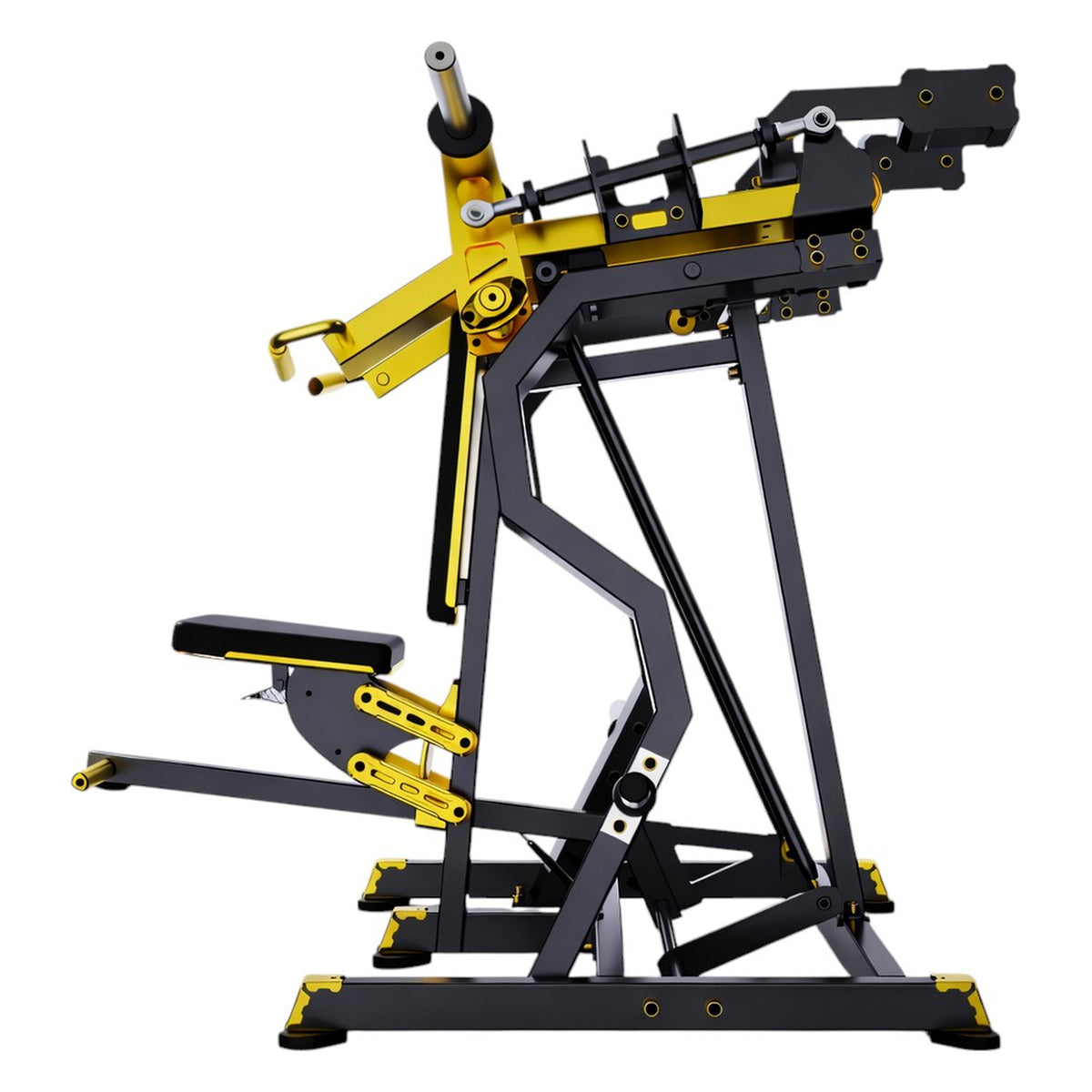 DHZ TITAN Mechanix Y935ZA Shoulder Press - Plate Loaded Schulterpresse für professionelles Oberkörpertraining – shoulder press schwarz gold seitenansicht