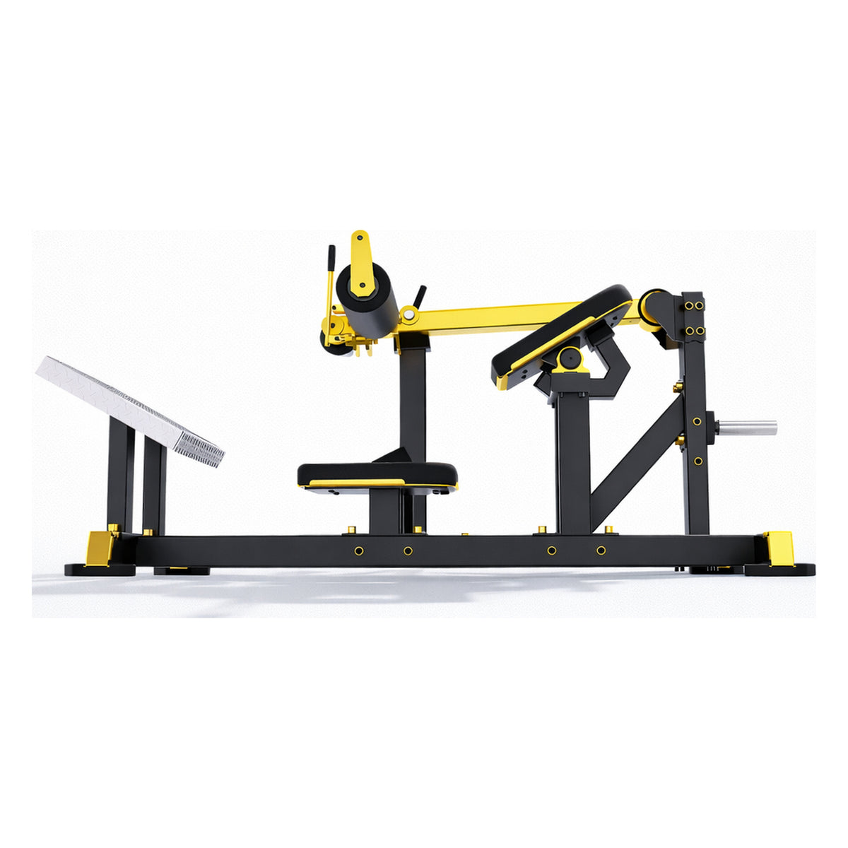 DHZ TITAN Mechanix Y984ZA Hip Thrust - Plate Loaded Gerät für Gesäßtraining – hip thrust schwarz gold seitenansicht