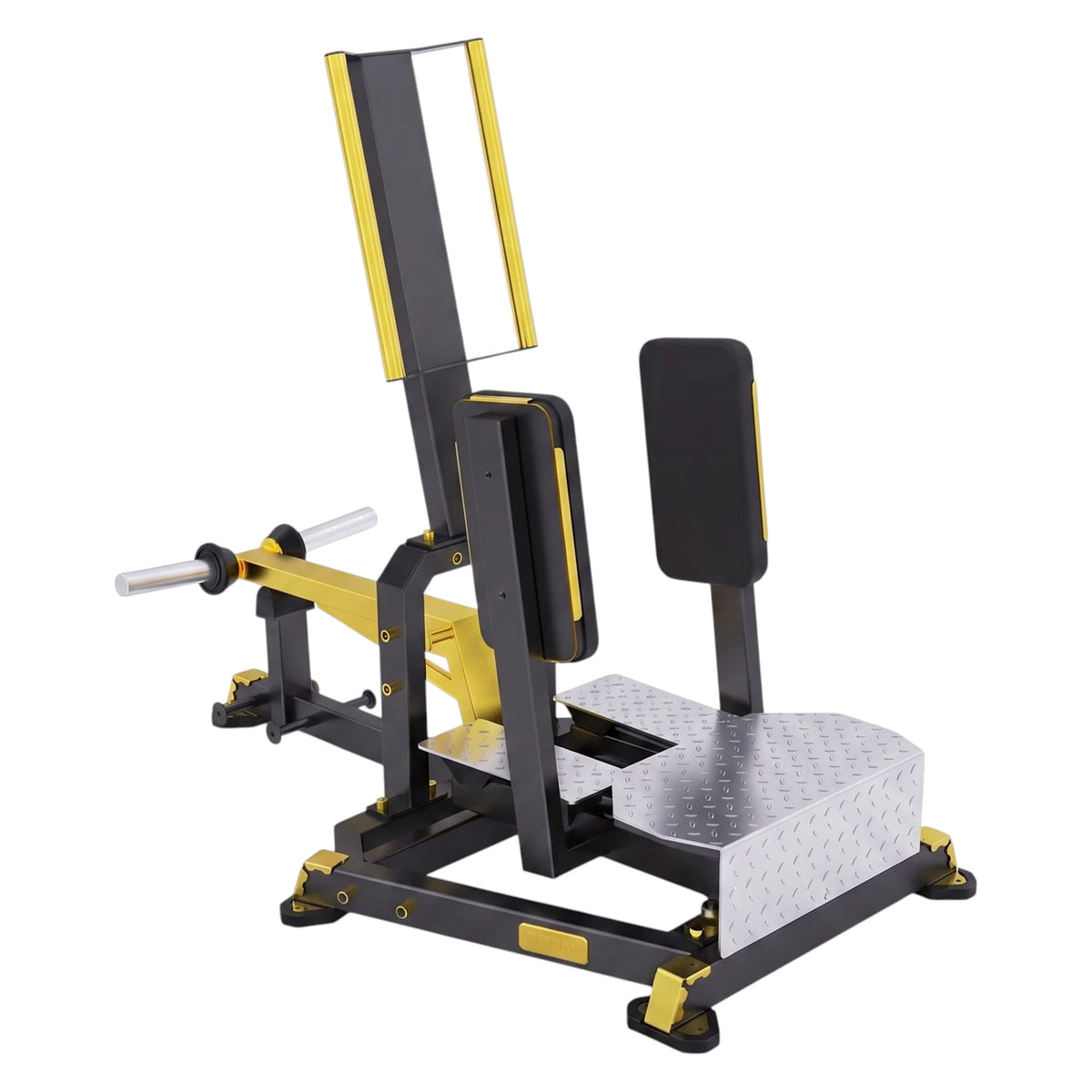 DHZ TITAN Mechanix Y985ZA Standing Abductor – Plate Loaded Abduktorenmaschine – dhz titan mechanix y985za standing abductor schwarz gold perspektivansicht 