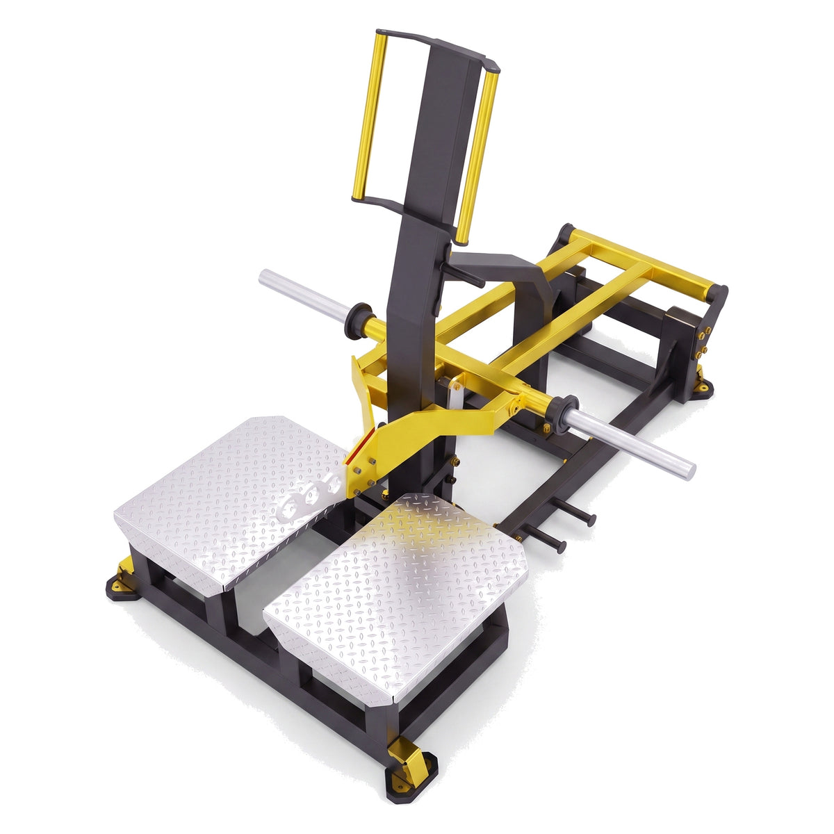 DHZ TITAN Mechanix Y986ZA Belt Squat – Plate Loaded Kniebeugenmaschine – dhz titan mechanix y986za belt squat schwarz gold obenansicht 