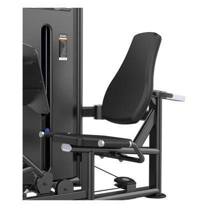 DHZ U2003 Leg Press Detailansicht von Sitz, Rückenpolster und Verstellung