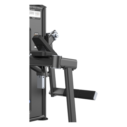 DHZ U2024 Glute Isolator Detailansicht von Mechanik und Fußplattform