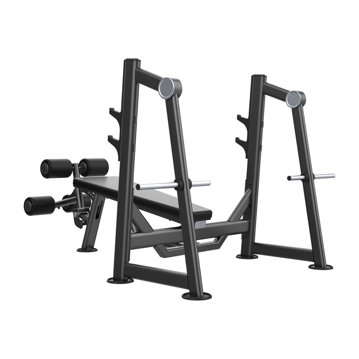 DHZ U2041 Olympic Decline Bench Rückansicht mit olympischen Hantelablagen