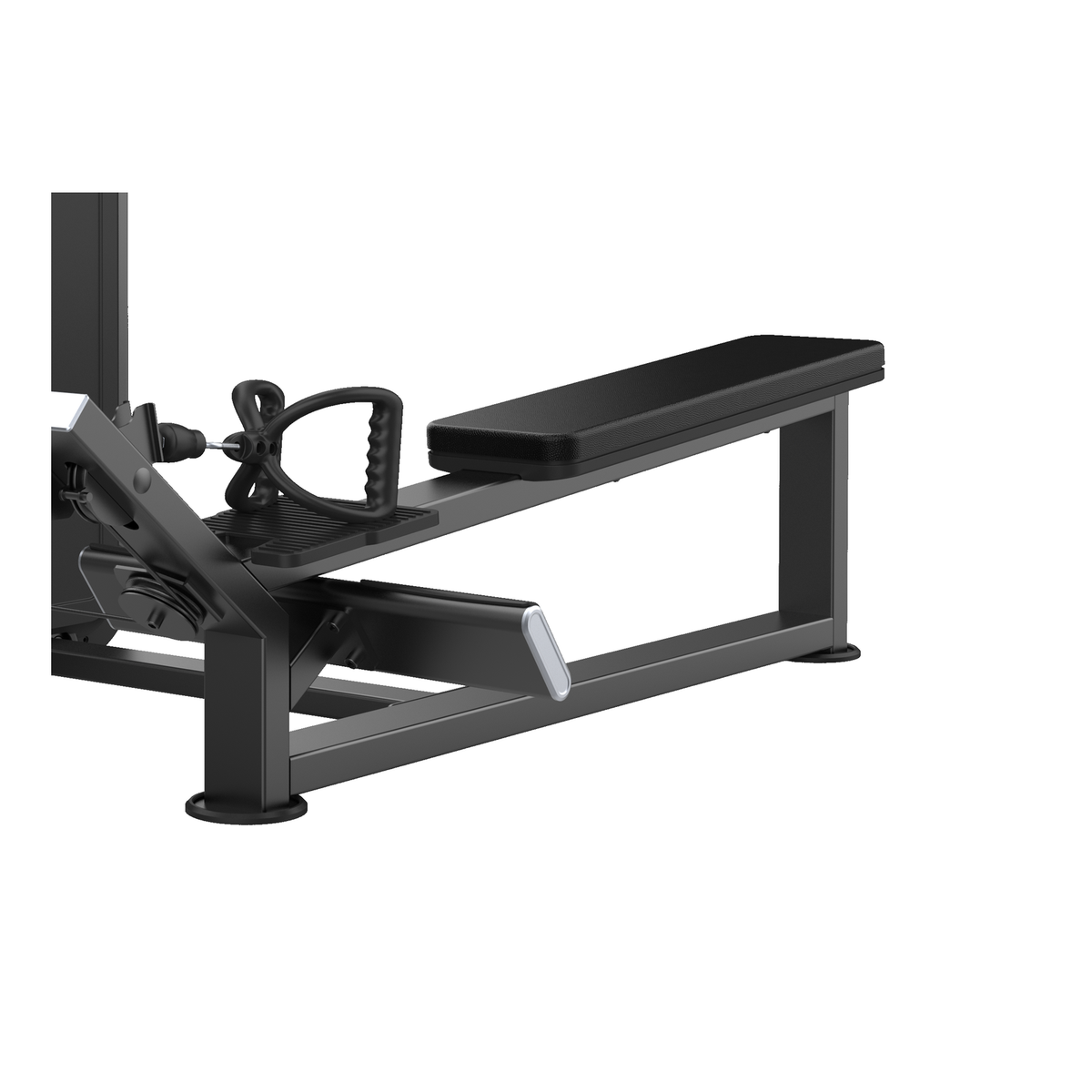 DHZ U3033A Long Pull – Rudergriffe, Fußplattform und lange Sitzbank im Detail