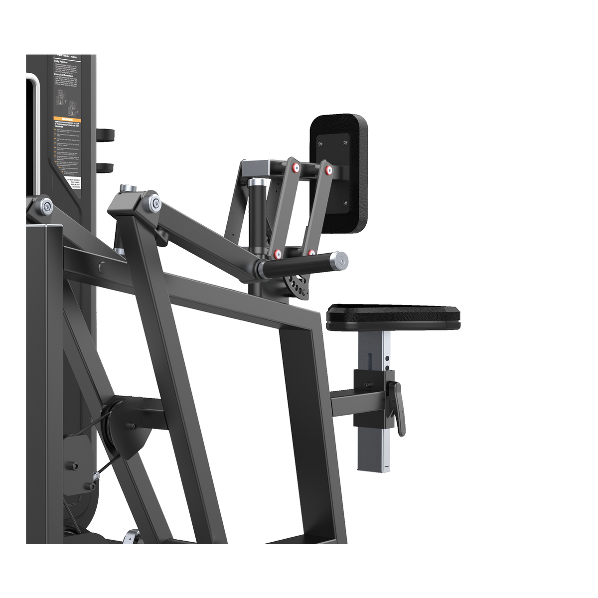 DHZ U3034A Vertical Row – Ruderarme, drehbare Griffe, Brustpolster und Sitz im Detail
