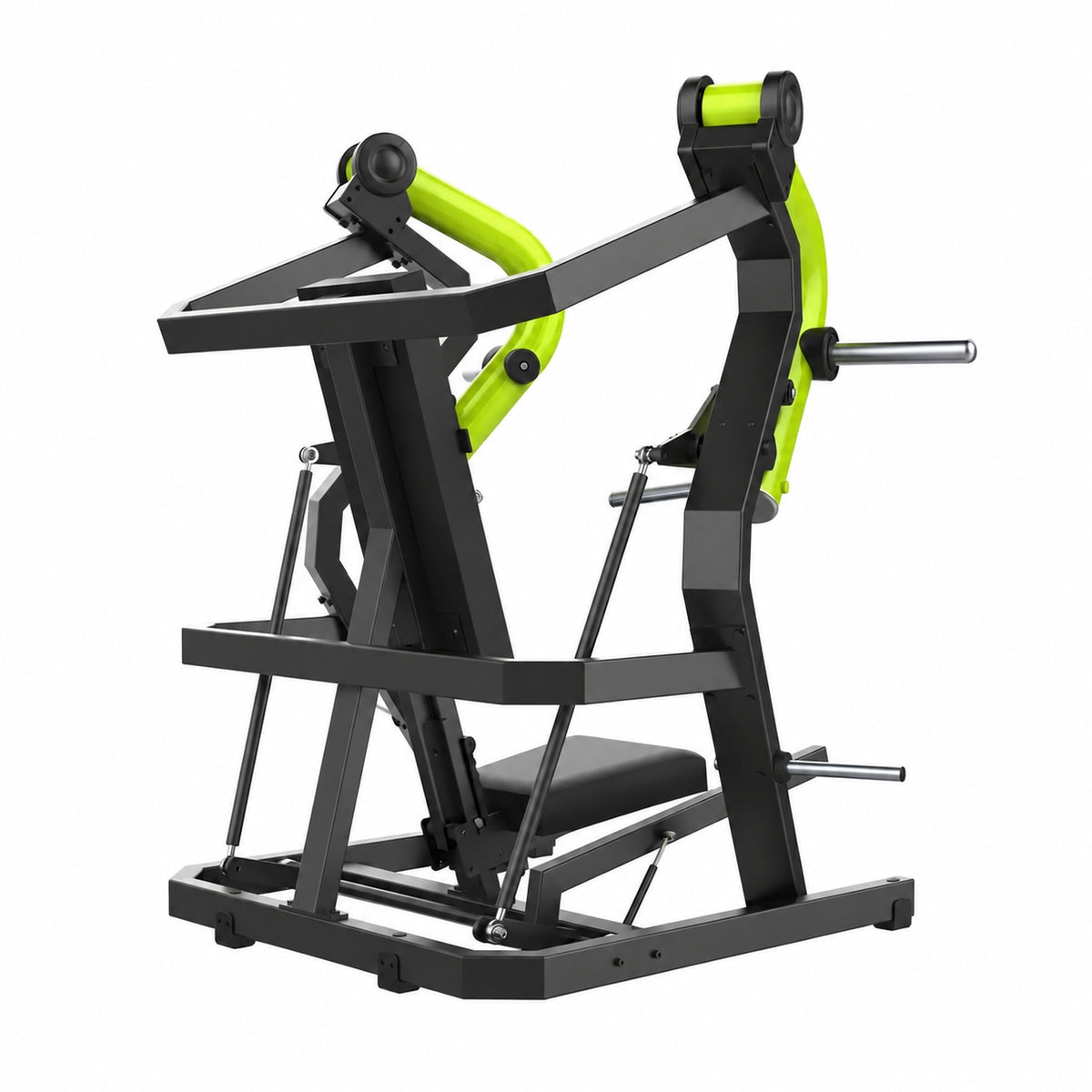DHZ Y900 Y915L Schrägbank-Brustpresse (Incline Chest Press) mit Einstiegshilfe in Grün-Schwarz – Rückansicht