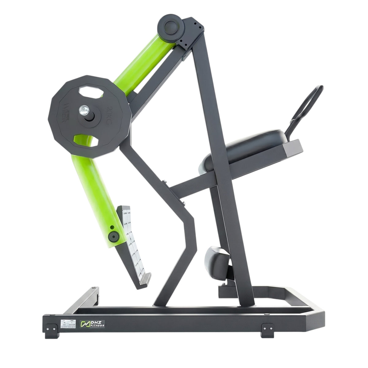 DHZ Y900 Y940 Glute-Kickback-Maschine (Rear Kick) in Grün-Schwarz – Seitenansicht