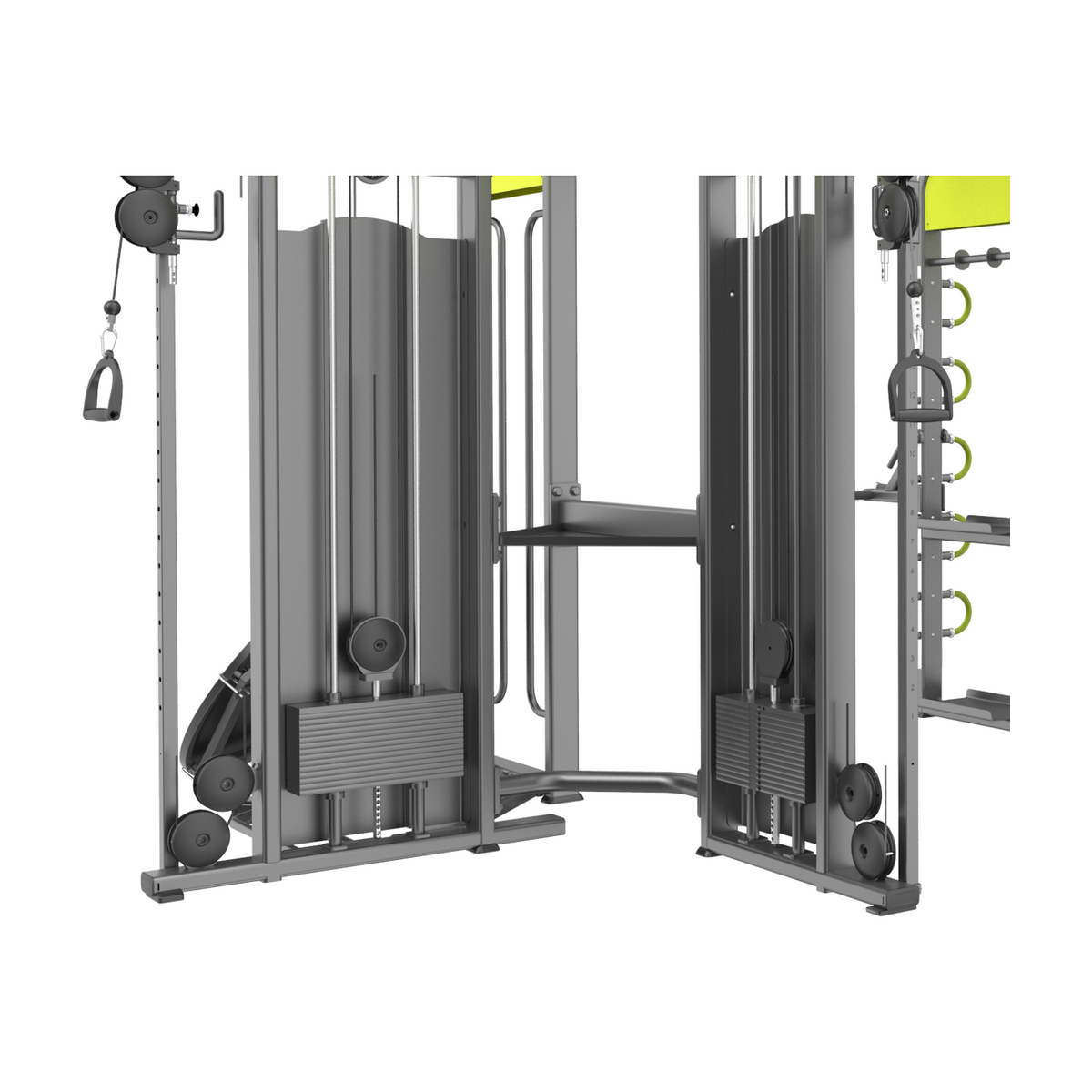 DHZ E360G Functional Training Tower – Kabelzug und Gewichtsstapel im Detail