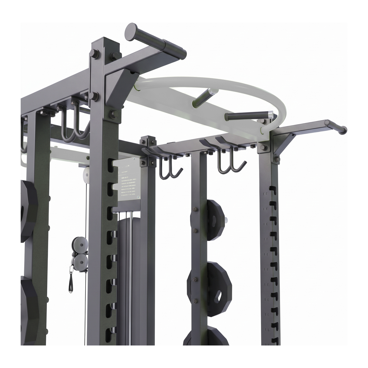 DHZ E6222 Combo Rack mit Kabelzug – Klimmzuggriffe und Kabelzug im Detail