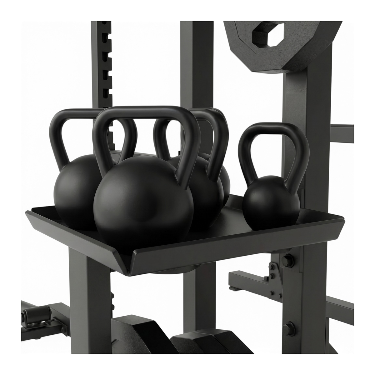 DHZ E6225 Tower Power Rack – integrierte Kettlebell-Ablage im Detail