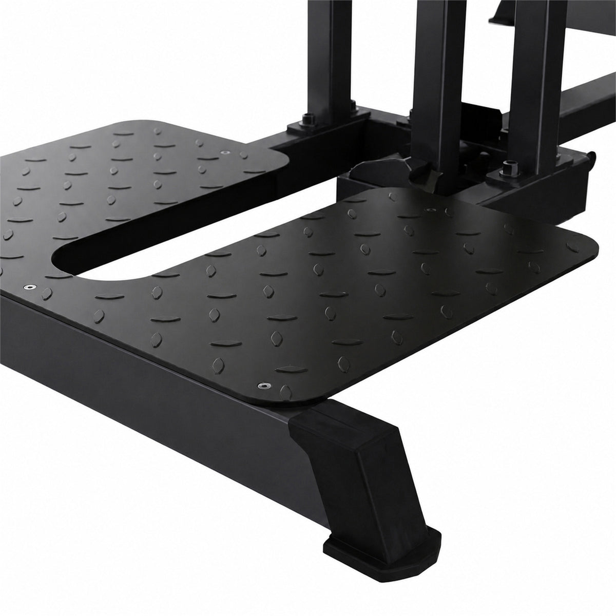 DHZ A607 Belt Squat – Detail der rutschfesten Fußplatte für sicheren Stand – Fitnessstudio, Krafttraining und kommerzieller Studioeinsatz