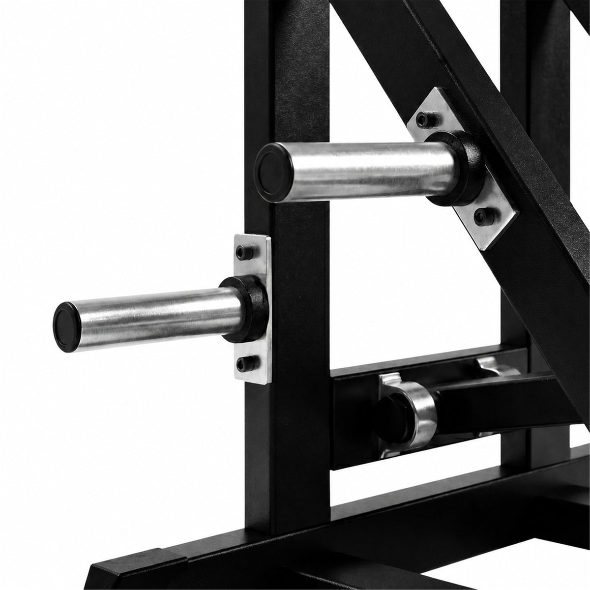 DHZ A617 Standing T-Bar Row – Detail der 50-mm-Hantelscheibenaufnahme für Plate-Loaded Krafttraining – Fitnessstudio, Krafttraining und kommerzieller Studioeinsatz