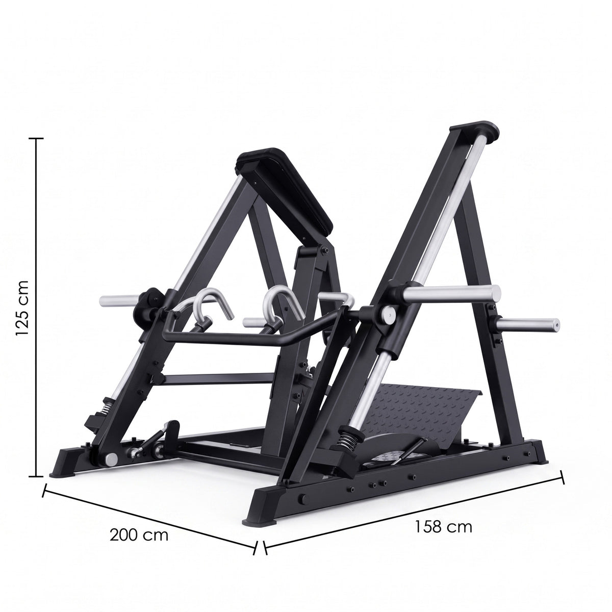 DHZ A624 Supported Angle Row – Maßzeichnung mit Abmessungen für die Studio- und Trainingsplanung – Fitnessstudio, Krafttraining und kommerzieller Studioeinsatz