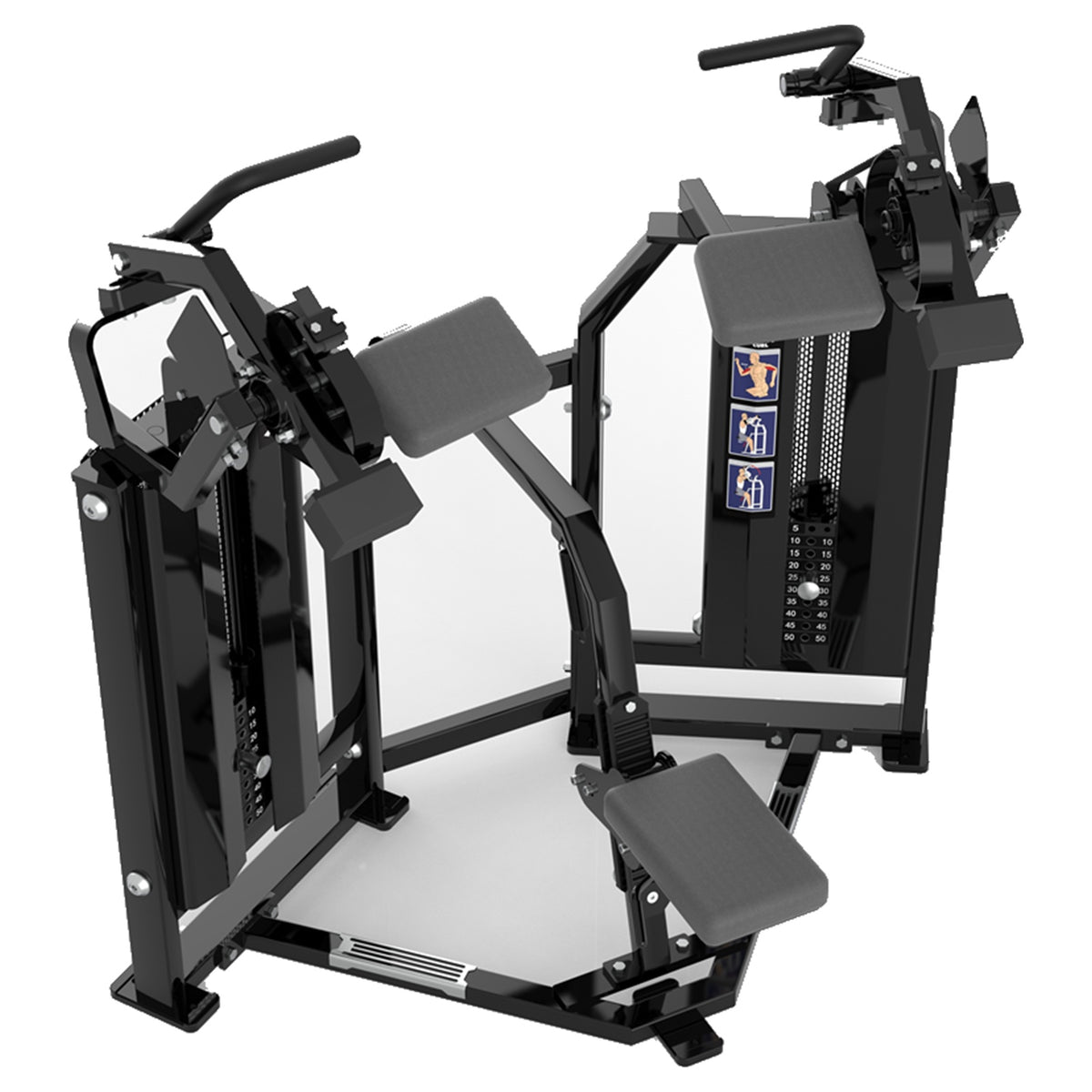 DHZ D-FORCE PM2037 Biceps Curl – Dual Weight Stack Bizepsmaschine – Detailansicht der professionellen Polsterung mit schwarzer Polsterung – Ansicht 4