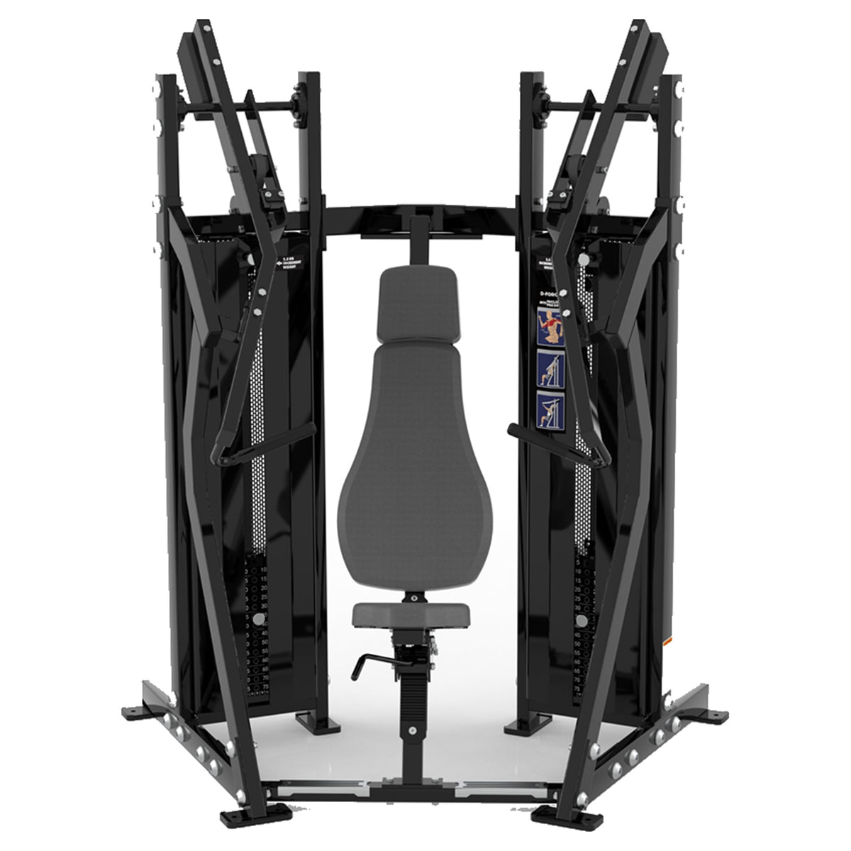 DHZ D-Force PM2038 Chest Press – Dual Weight Stack Brustpresse – schwarze Polster, Produktansicht 04