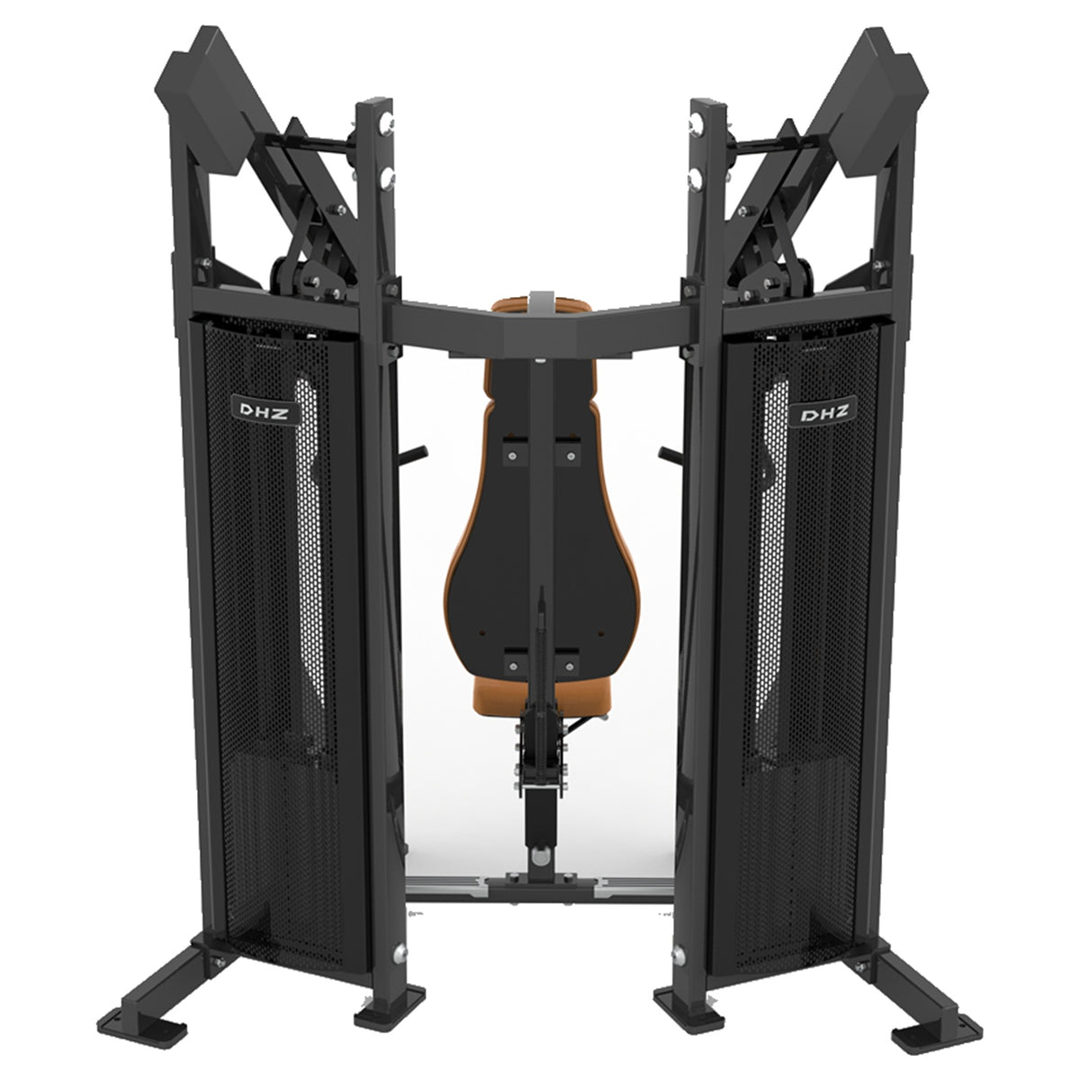 DHZ D-FORCE PM2040 Incline Chest Press – Dual Weight Stack Schrägbank-Brustpresse – braune Polster, Produktansicht 04