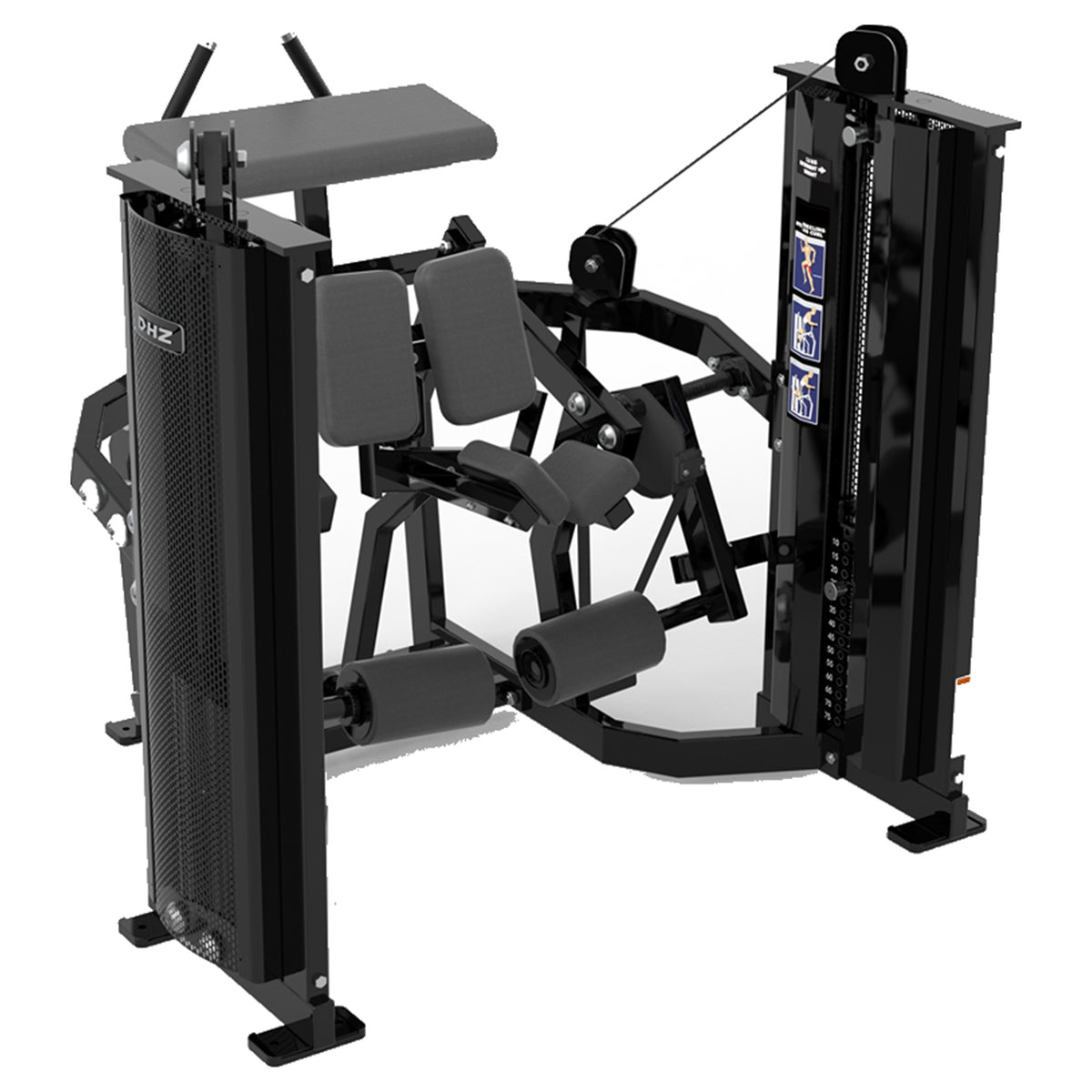 DHZ D-FORCE PM2047 Kneeling Leg Curl – Dual Weight Stack Kniender Beinbeuger – schwarze Polster, Produktansicht 04