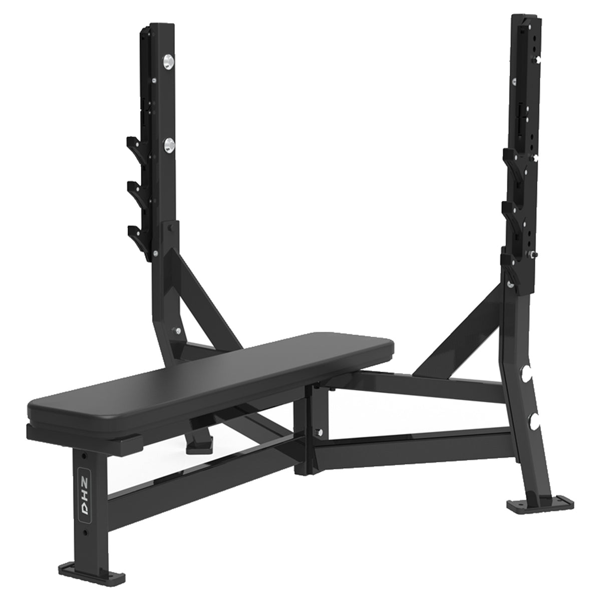 DHZ S-FORCE PM3012 Olympic Flat Bench – Freihantel Olympische Flachbank – schwarze Polster, Produktansicht 04
