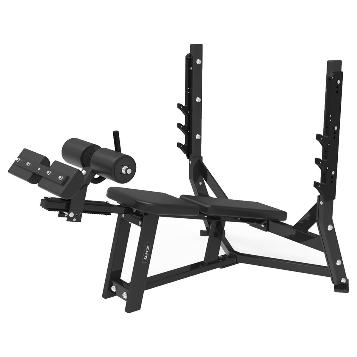 DHZ S-FORCE PM3014 Olympic Decline Bench – Freihantel Olympische Negativbank – schwarze Polster, Produktansicht 04