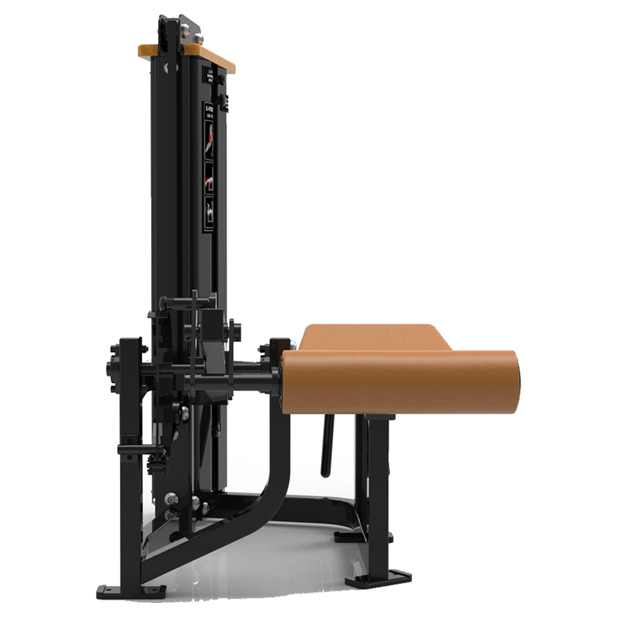 DHZ S-FORCE SM5001 Prone Leg Curl – Gewichtsblock Liegender Beinbeuger – braune Polster, Produktansicht 04