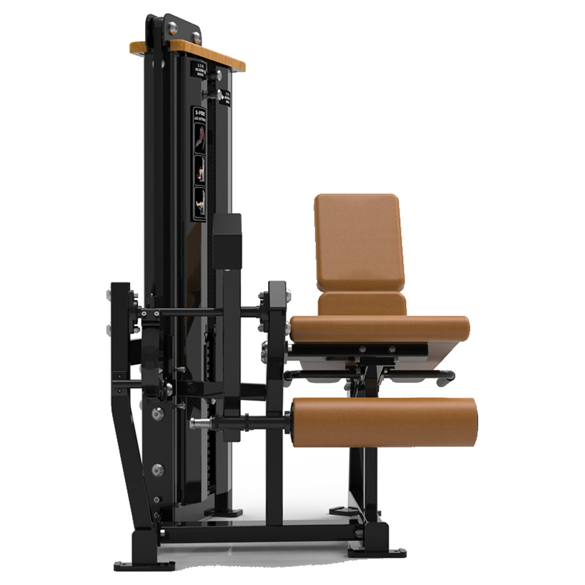 DHZ S-FORCE SM5002 Leg Extension – Gewichtsblock Beinstrecker – braune Polster, Produktansicht 04