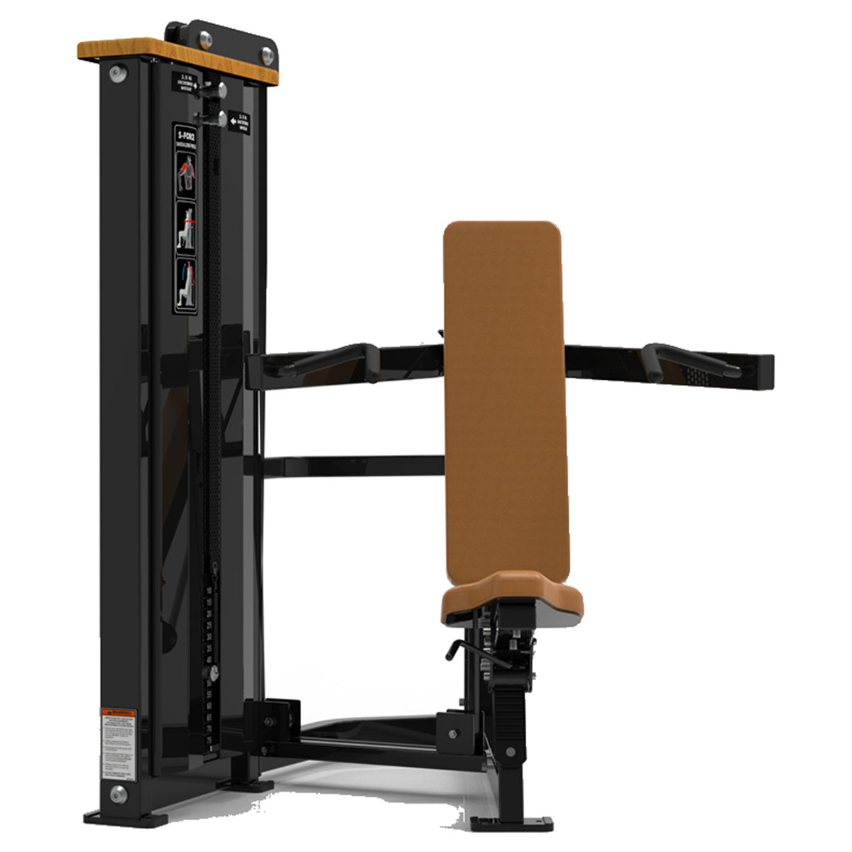 DHZ S-FORCE SM5006 Shoulder Press – Gewichtsblock Schulterpresse – braune Polster, Produktansicht 04