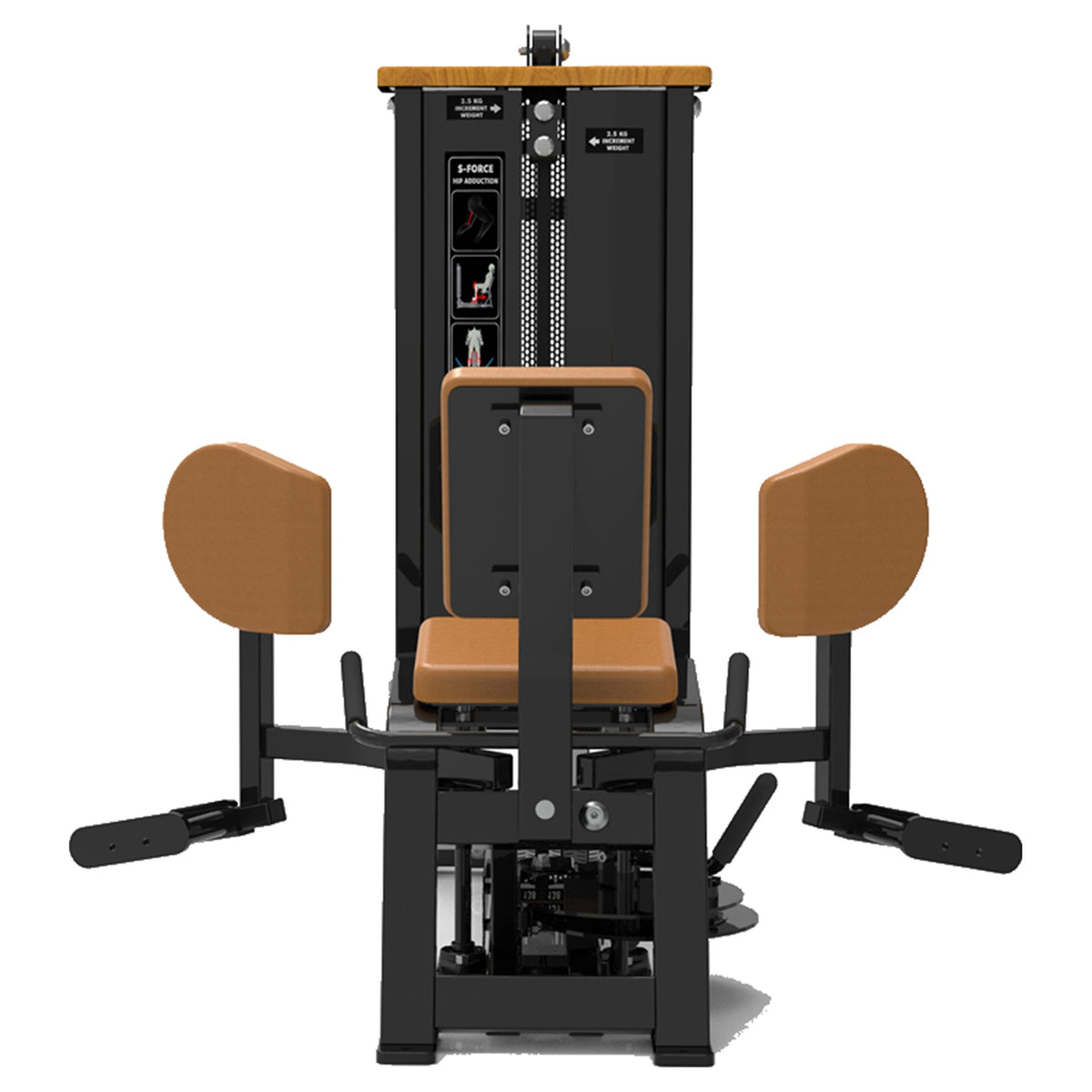 DHZ S-FORCE SM5022 Abductor – Gewichtsblock Abduktorenmaschine – braune Polster, Produktansicht 04