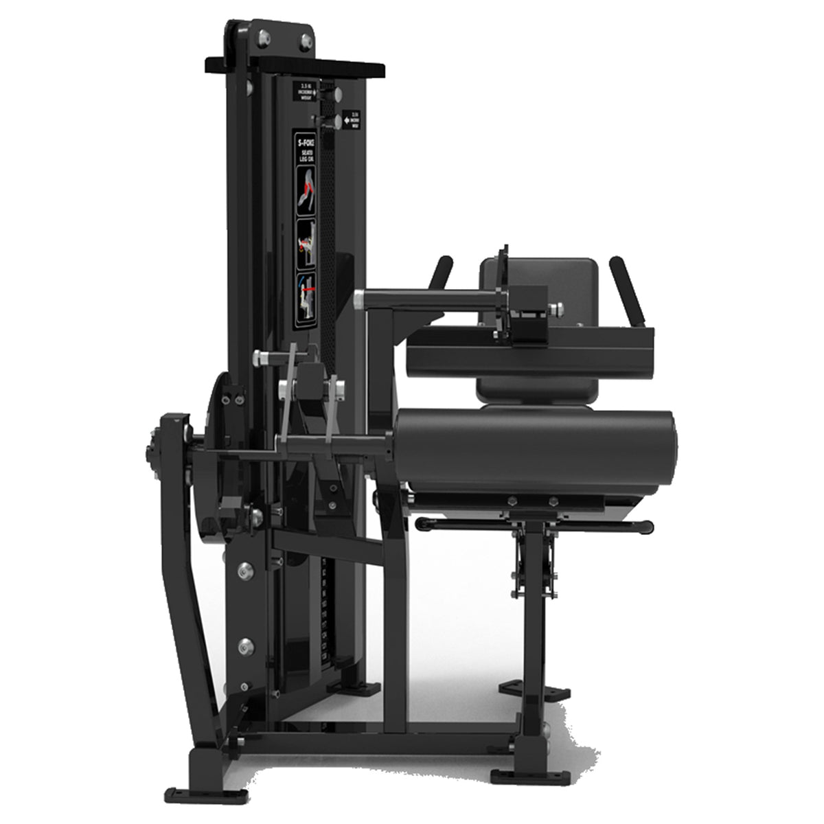 DHZ S-FORCE SM5023 Seated Leg Curl – Gewichtsblock Sitzender Beinbeuger – schwarze Polster, Produktansicht 04