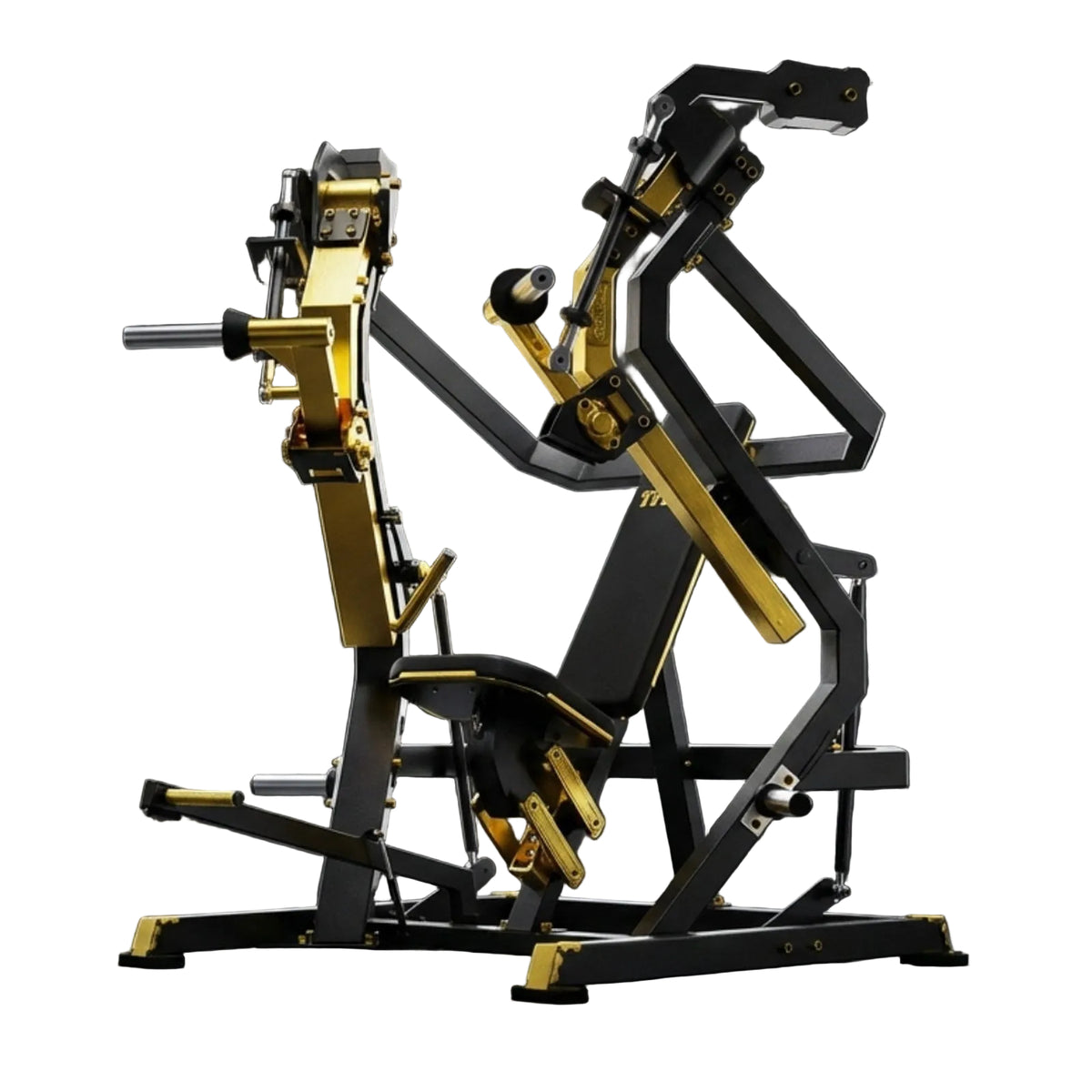 DHZ TITAN Mechanix Y910ZA Low Chest Press - Plate Loaded Brustpresse für den professionellen Einsatz – low chest press schwarz gold studioansicht