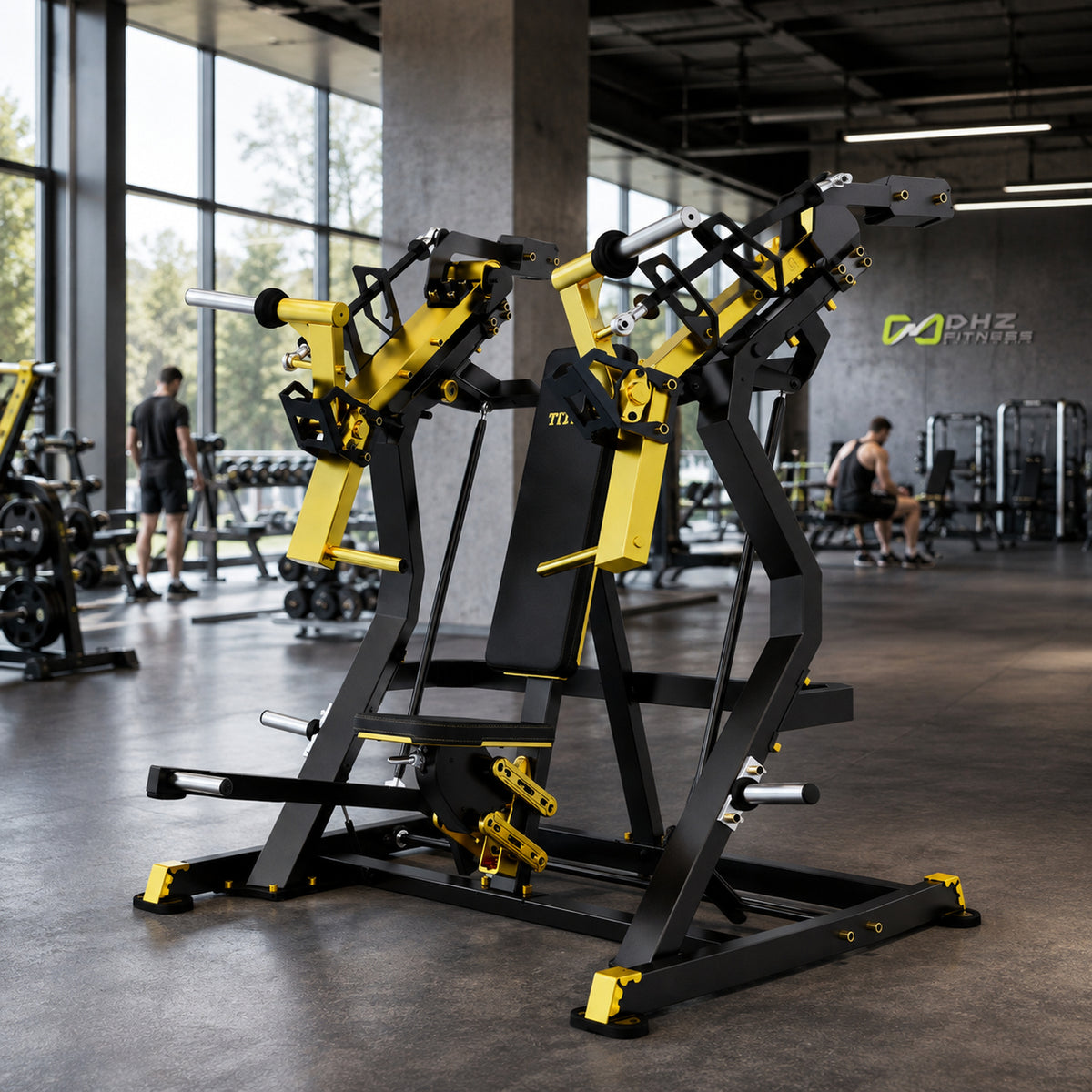 DHZ TITAN Mechanix Y915ZA Incline Chest Press - Plate Loaded Brustpresse für obere Brust – incline chest press schwarz gold premium