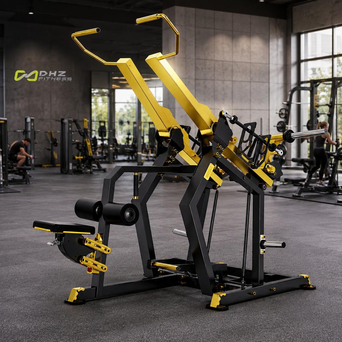 DHZ TITAN Mechanix Y920ZA Pull Down - Plate Loaded Latzug für Fitnessstudios und professionelles Rückentraining – pull down schwarz gold premium
