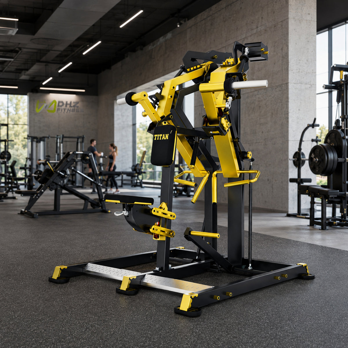 DHZ TITAN Mechanix Y925ZA Low Row - Plate Loaded Rudergerät für Rücken – low row schwarz gold premium