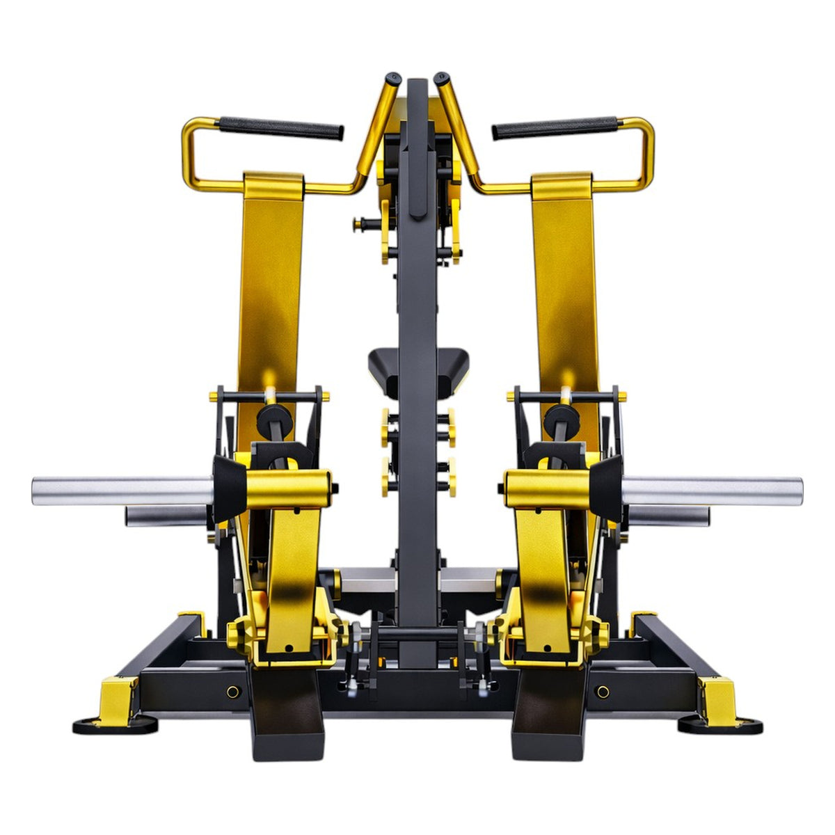 DHZ TITAN Mechanix Y930ZA Row - Plate Loaded Rudergerät für Rückentraining – row schwarz gold rueckansicht