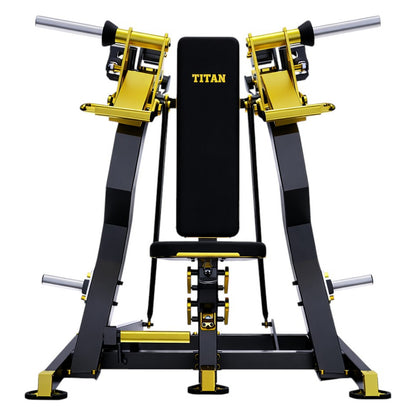 DHZ TITAN Mechanix Y935ZA Shoulder Press - Plate Loaded Schulterpresse für professionelles Oberkörpertraining – shoulder press schwarz gold frontansicht