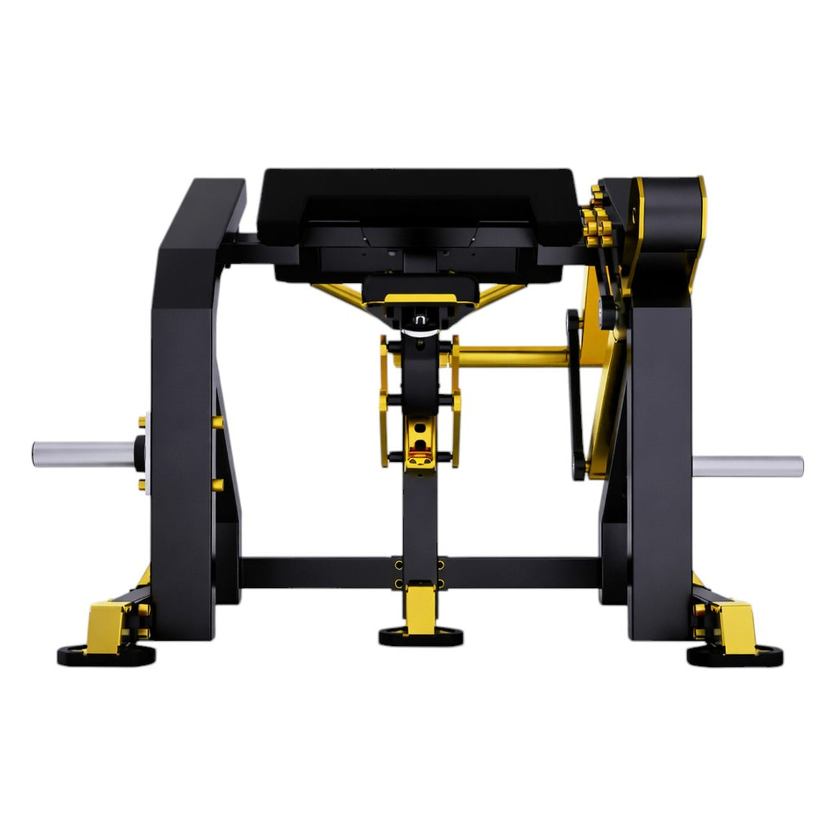 DHZ TITAN Mechanix Y970ZA Biceps Curl - Plate Loaded Bizepsmaschine für isoliertes Armtraining – biceps curl schwarz gold rueckansicht