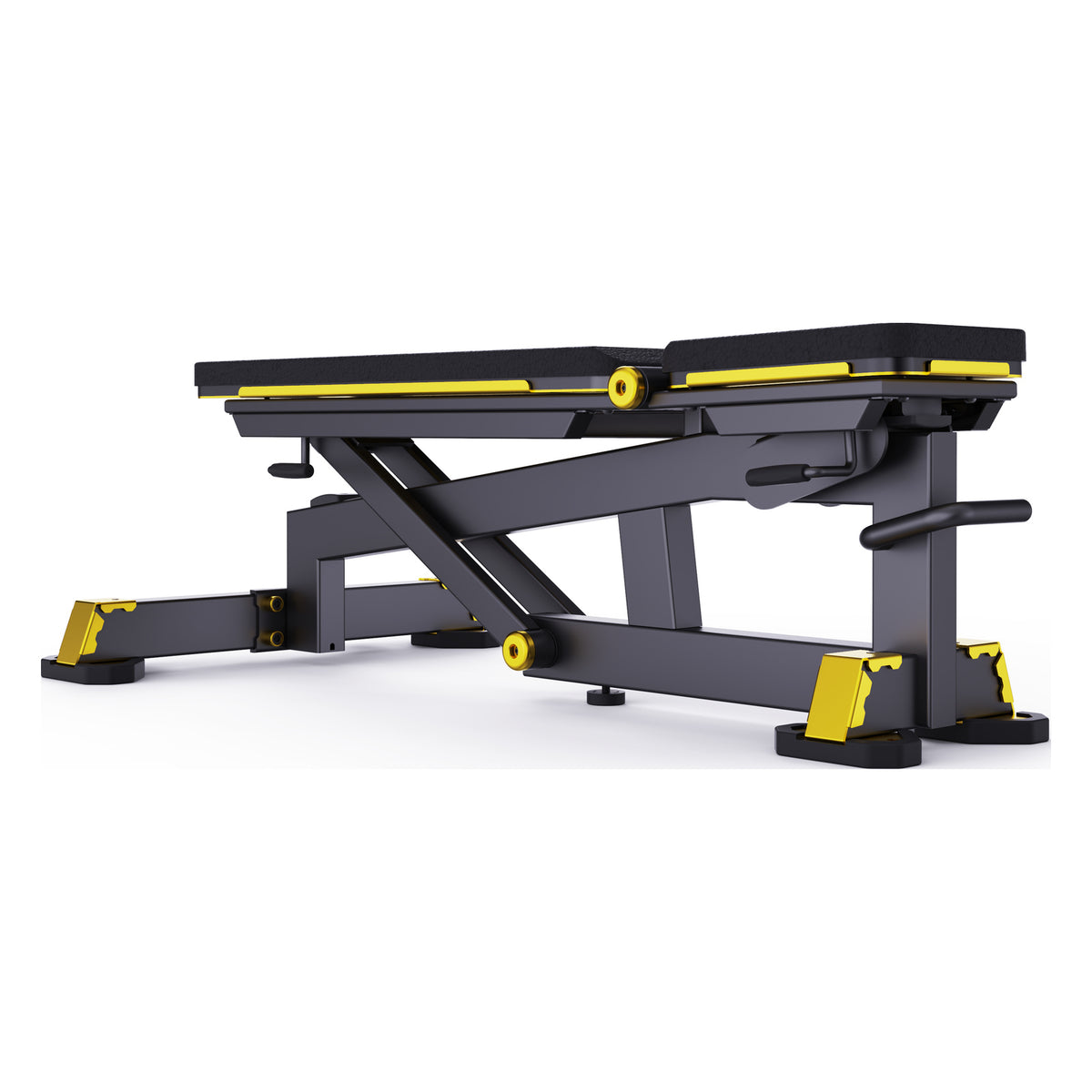 DHZ TITAN Mechanix Y978ZA Super Bench - Verstellbare Trainingsbank (FID) für Freihanteltraining – super bench schwarz gold ansicht links