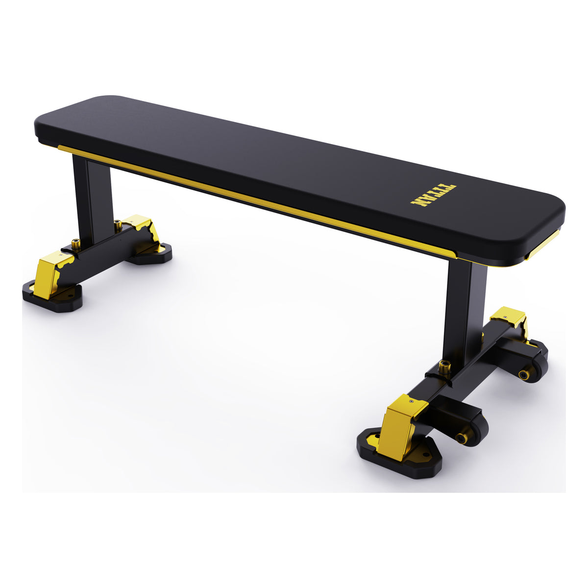 DHZ TITAN Mechanix Y980ZA Flat Bench - Flachbank für Freihanteltraining – flat bench schwarz gold ansicht links