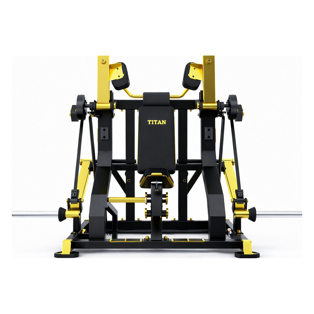 DHZ TITAN Mechanix Y983ZA Pull Over - Plate Loaded Gerät für Rücken- und Brusttraining – pull over schwarz gold frontansicht