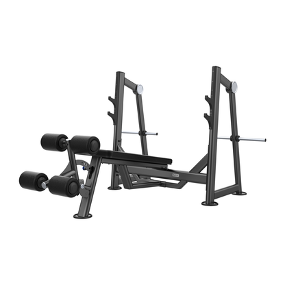 DHZ U2041 Olympic Decline Bench Frontansicht mit Polster und Beinrollen