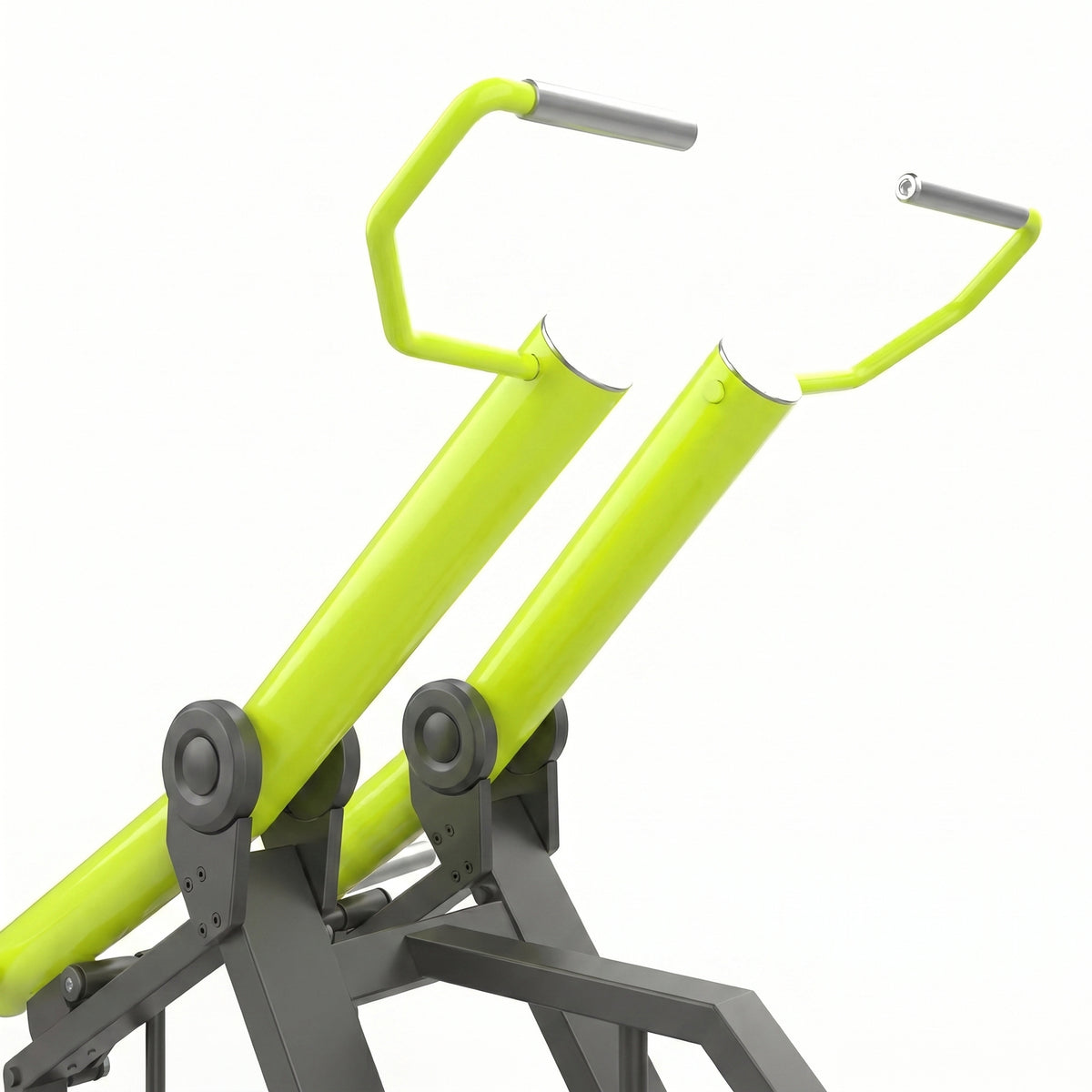 DHZ Y900 Y920L Latzugmaschine (Pull Down) mit Einstiegshilfe in Grün-Schwarz – Detail der Griffe