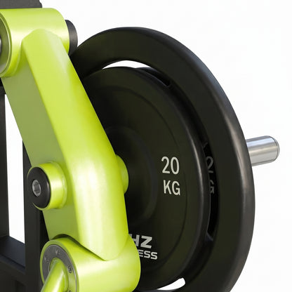 DHZ Y900 Y955 Beinbeuger (Leg Curl) in Grün-Schwarz – Detail der Hantelscheibenaufnahme