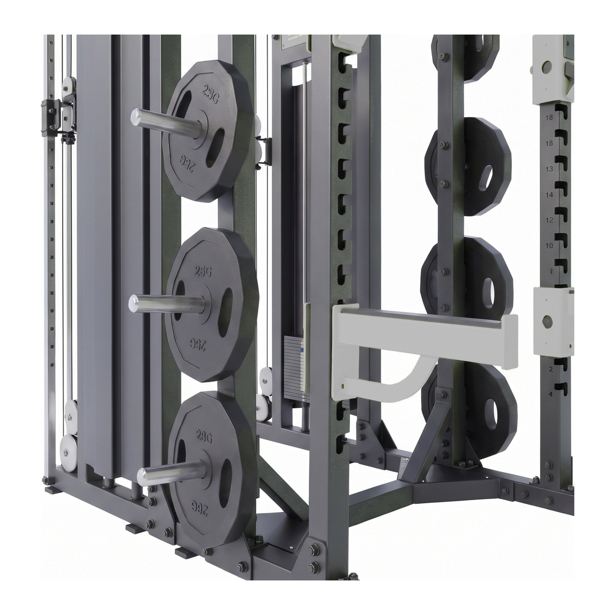 DHZ E6222 Combo Rack mit Kabelzug – Scheibenhalter und Sicherheitsarm im Detail
