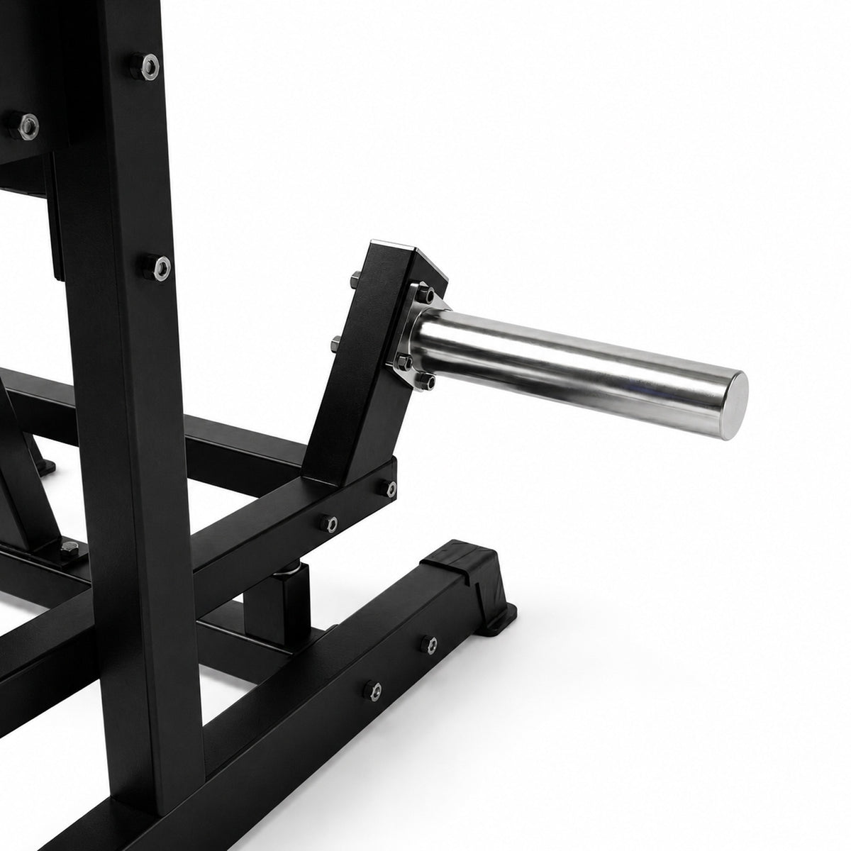DHZ A604 Multi Abductor – Detail der 50-mm-Hantelscheibenaufnahme für Plate-Loaded Krafttraining – Fitnessstudio, Krafttraining und kommerzieller Studioeinsatz