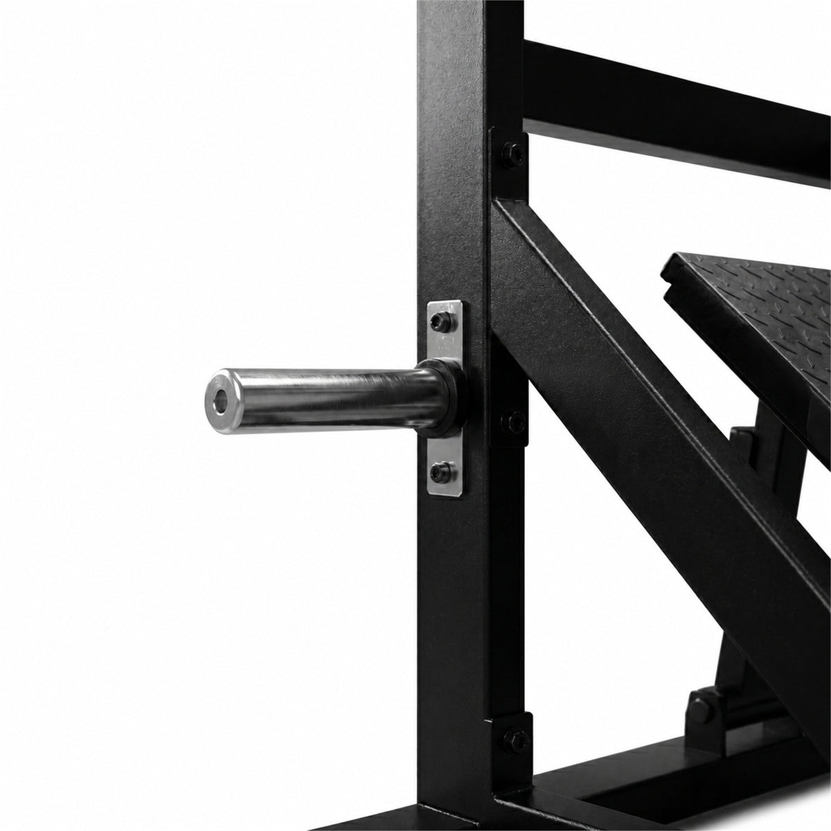DHZ A610 Pendulum Squat – Detail der 50-mm-Hantelscheibenaufnahme für Plate-Loaded Krafttraining – Fitnessstudio, Krafttraining und kommerzieller Studioeinsatz