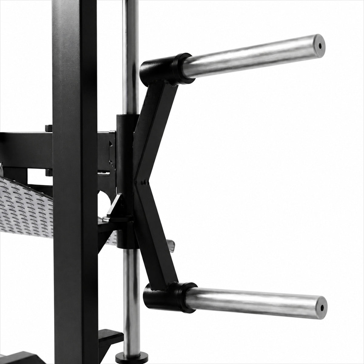 DHZ A616 Adjustable Vertical Leg Press – Detail der 50-mm-Hantelscheibenaufnahme für Plate-Loaded Krafttraining – Fitnessstudio, Krafttraining und kommerzieller Studioeinsatz