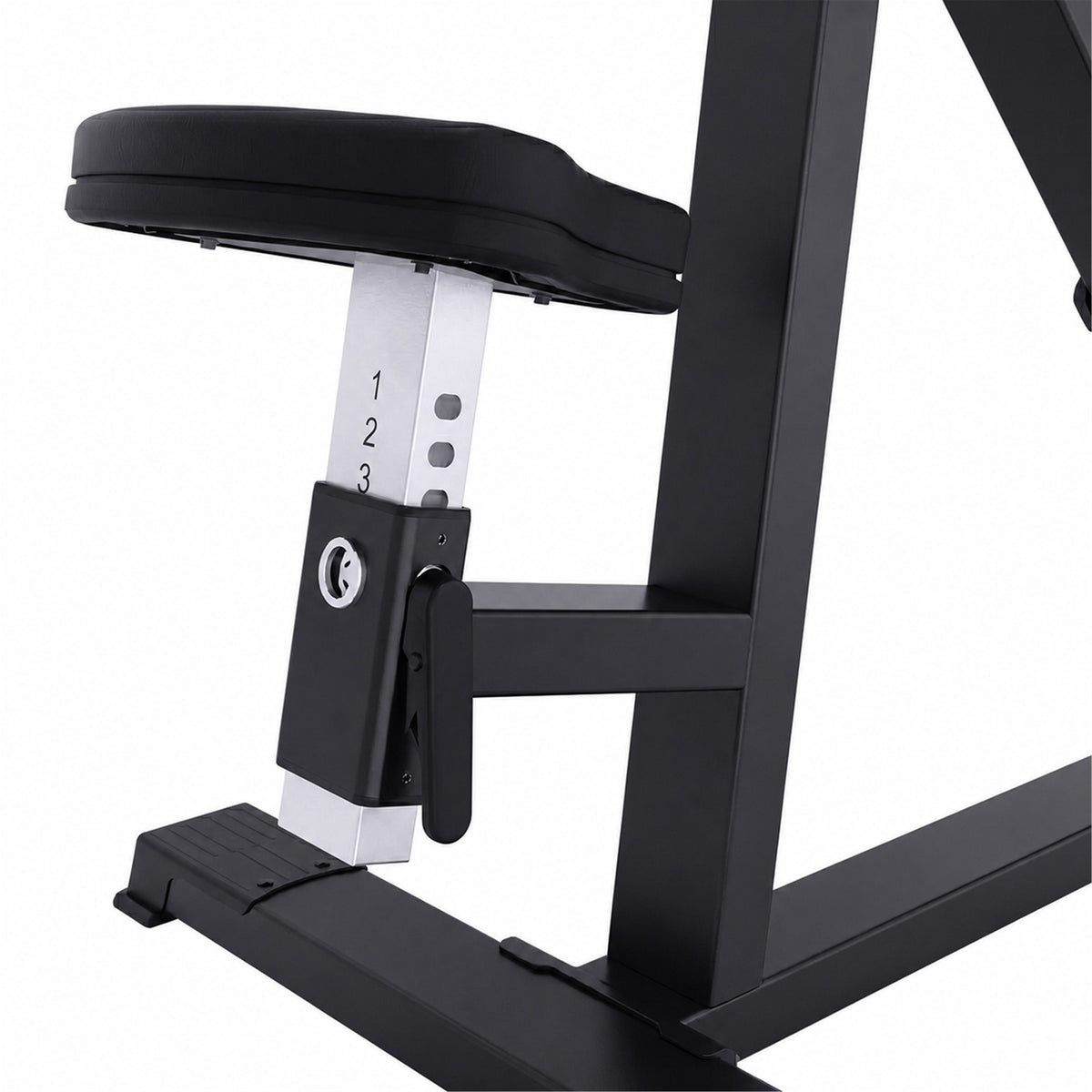 DHZ A618 Seated Deltoid Fly Plate-Loaded Reverse Fly Maschine – Detail der ergonomischen Geräteverstellung für individuelle Trainingspositionen – Fitnessstudio, Krafttraining un…