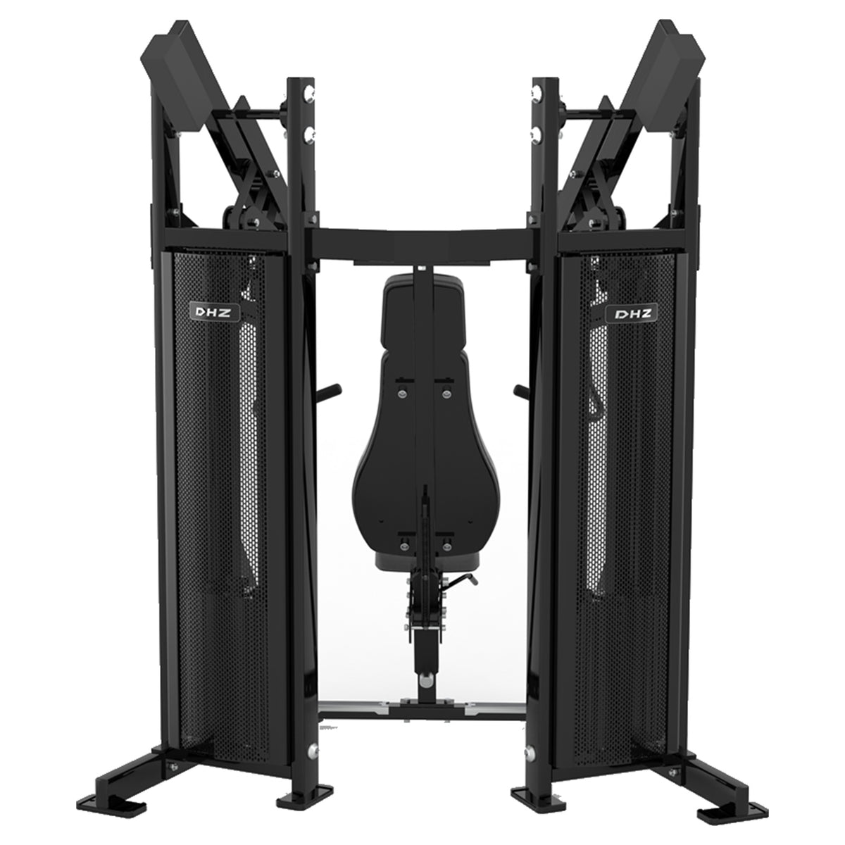 DHZ D-Force PM2038 Chest Press – Dual Weight Stack Brustpresse – schwarze Polster, Produktansicht 05