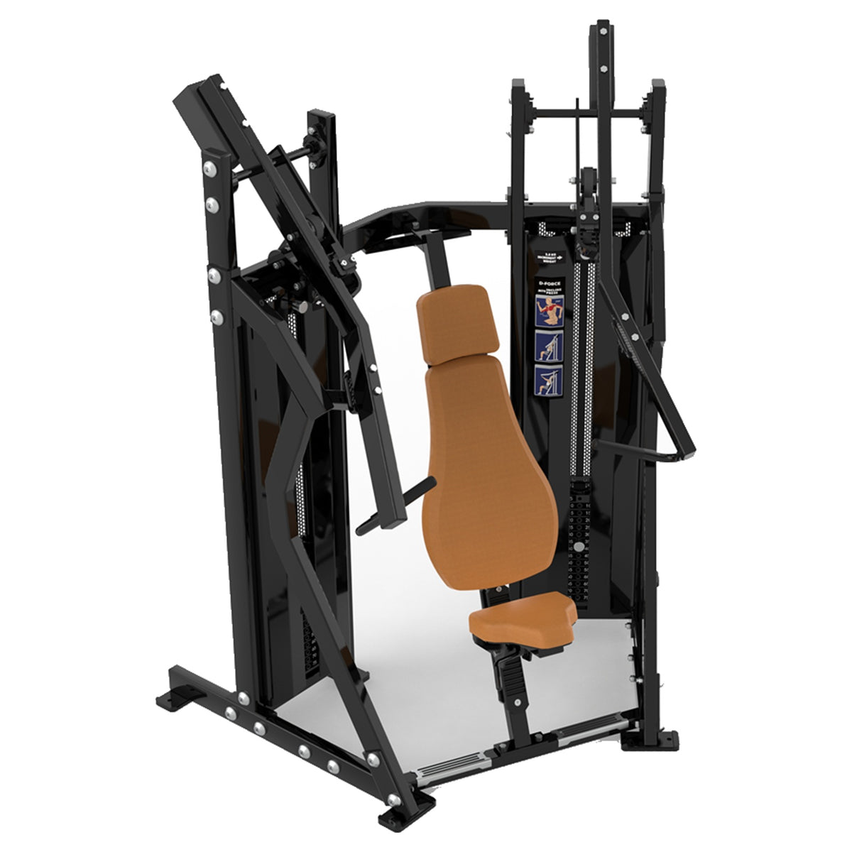 DHZ D-Force PM2038 Chest Press – Dual Weight Stack Brustpresse – braune Polster, Produktansicht 05