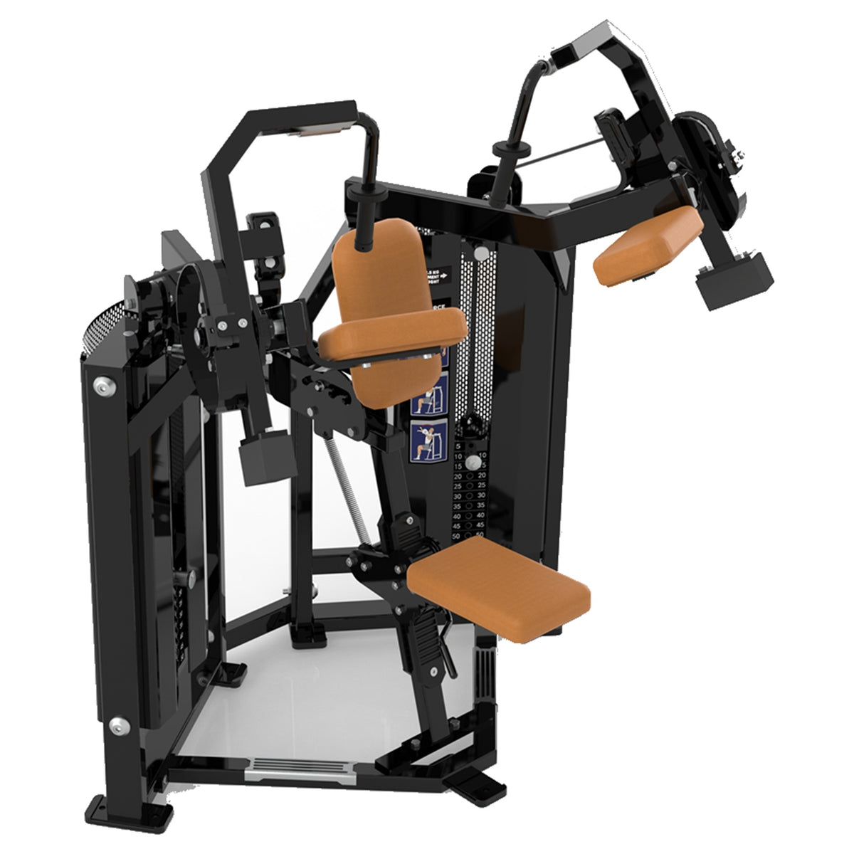 DHZ D-FORCE PM2043 Triceps Extension – Dual Weight Stack Trizepsmaschine – braune Polster, Produktansicht 05